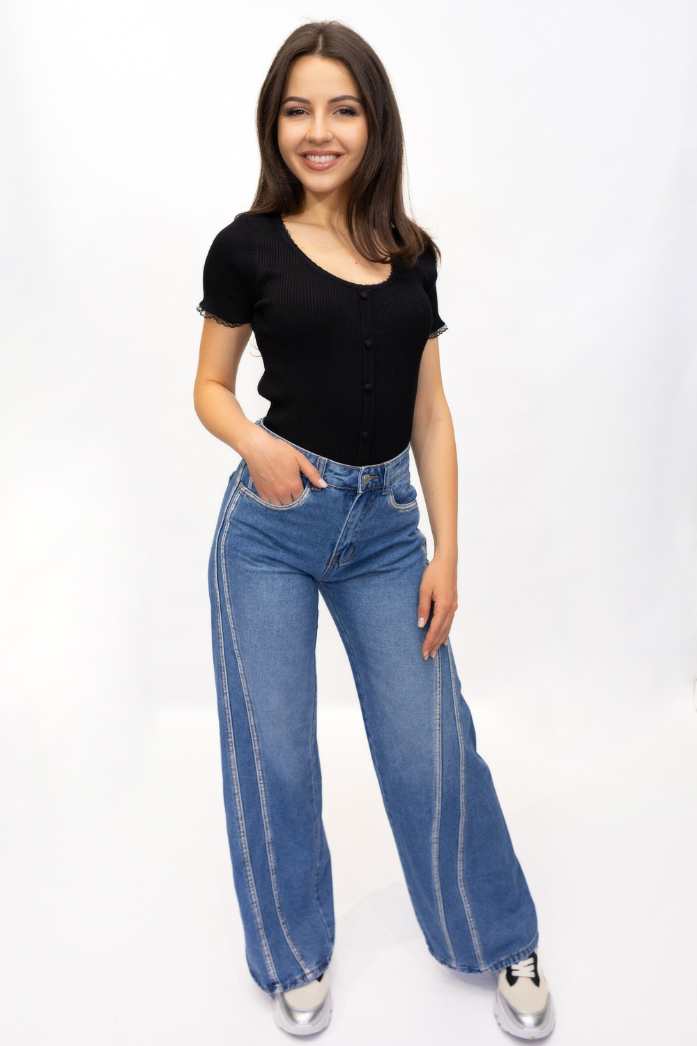 Дънки широк крачол